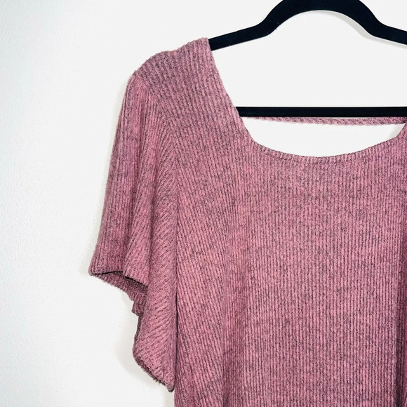 Maurices Pink Square Neck Flutter Sleeve Strappy Back Rib Top Medium Women’s - Picture 4 of 12
